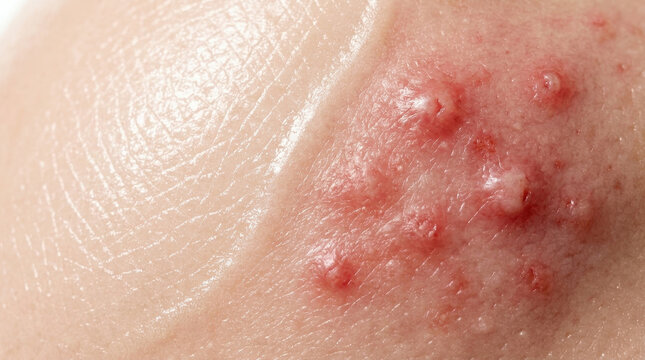 Healthy skin barrier vs acne inflammation closeup texture