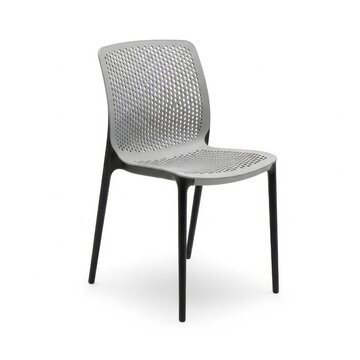 Modern black and gray woven plastic chair with sleek design and sturdy legs