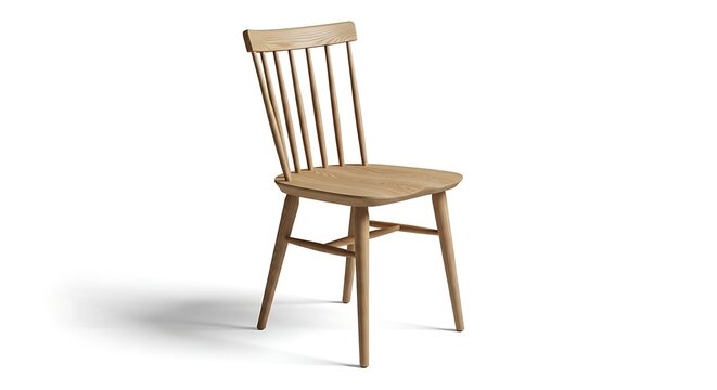 A simple wooden chair on a white background