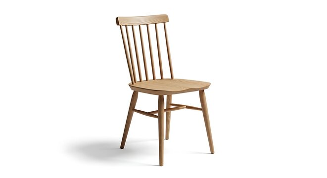 A simple wooden chair on a white background