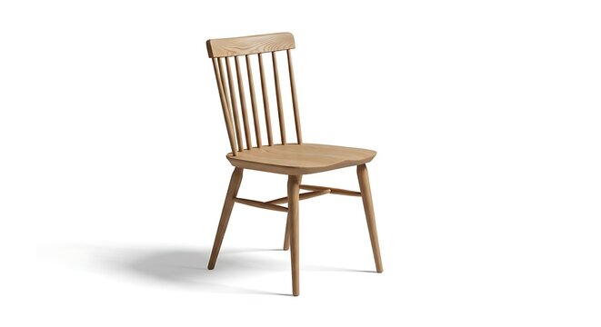 A simple wooden chair on a white background