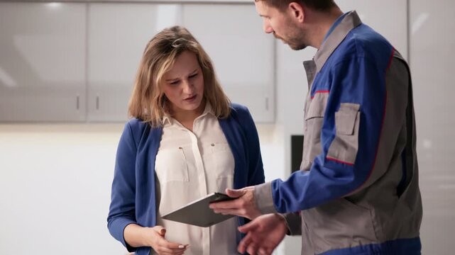 Plumber Happily Reviews Maintenance Contracts With Customer