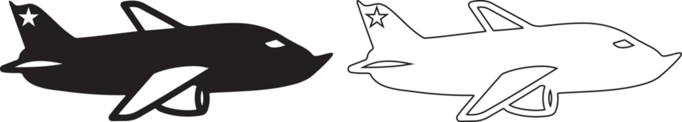 Two cartoon orca whales with star on tail fins swimming side by side © Md. Habibur
