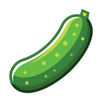 Cucumber illustration with green skin and yellow spots on white background  fresh healthy food concept