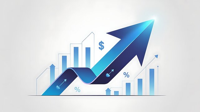 Grafik panah biru yang menakjubkan menunjukkan kemajuan bisnis yang meningkat
