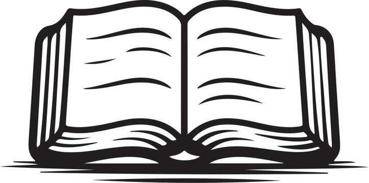 Open Bible Book Hand-drawn Sketch Drawing Vector Illustration, Line Linear Symbol Black and White Engraving, Isolated