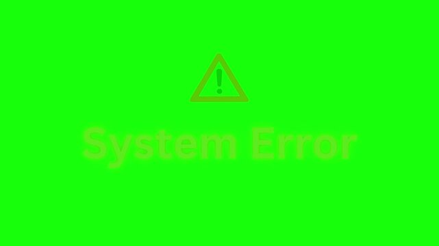 A 4K system error warning graphic featuring a red alert triangle and bold text on a bright green background, ideal for tech videos, troubleshooting visuals, cybersecurity themes, and digital alerts.