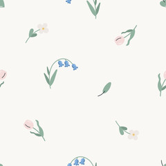 Obraz premium Floral seamless pattern. Botanic background. For card, posters, banners, books, printing on the pack, clothes, fabric, wallpaper, textile or dishes.