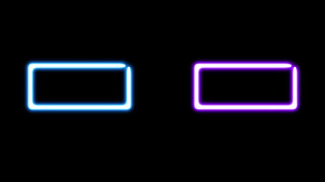 Glowing Blue and Purple Neon Rectangle Border Frames Seamless Loop Animation