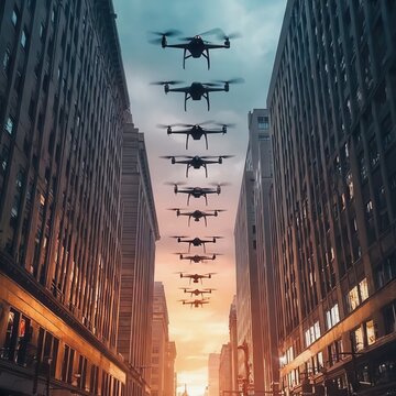 Autonomous Drone Formation Between City Buildings