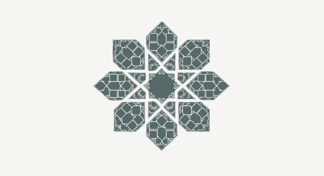 Elegant geometric star pattern. Abstract oriental ornament with intricate tessellation and symmetrical design on a light background.