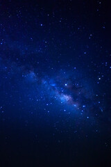 Obraz premium Night blue sky space background, Starry universe in dark blue sky, Milky way galaxy with stardust field in deep universe