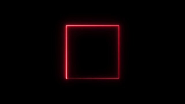 glowing neon square rectangle picture frame icon animation shape frame rotation footage round border frame movement photo frame neon box sign symbol with on a black background