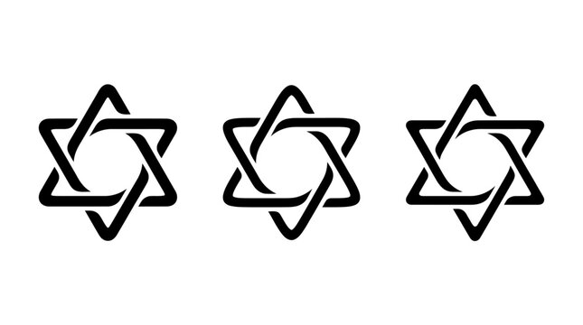 Three Black Star of David Symbols on White Background
