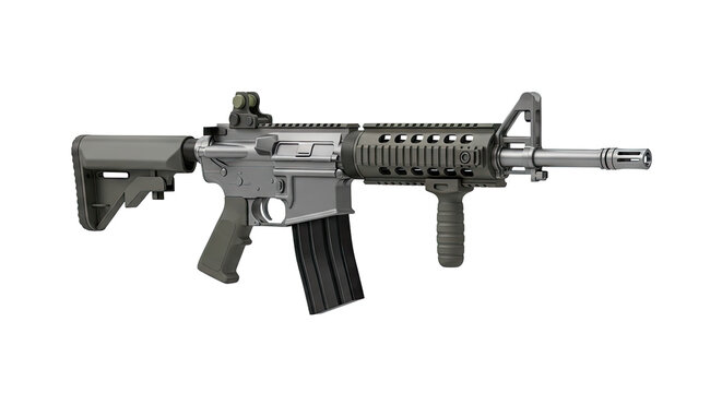 Assault Rifle with Vertical Foregrip and Adjustable Stock