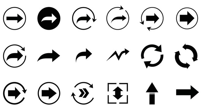 Collection of black arrow icons for website design and navigation interfaces