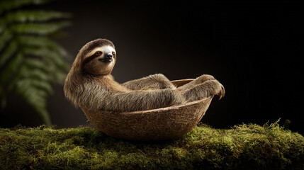 Fototapeta premium Sloth Enjoying a Relaxing Moment in Tropical Setting