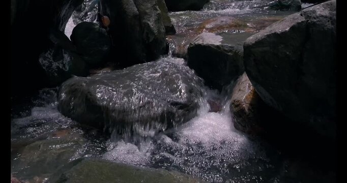 Small River Cascade Over Rocks &ndash; Natural Water Texture
