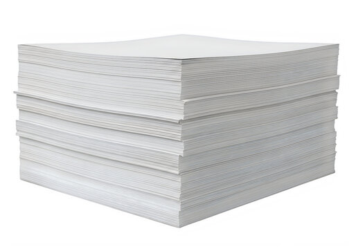 Stack of white perforated paper sheets isolated on transparent background
