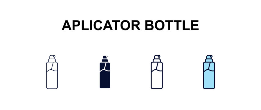aplicator bottle multi-style outline icon set - beauty concept. Thin line, regular, filled, colored aplicator bottle icon