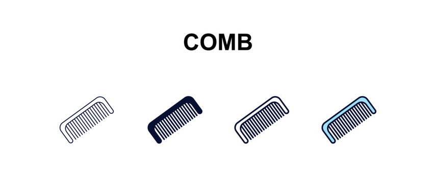 comb multi-style outline icon set - beauty concept. Thin line, regular, filled, colored comb icon