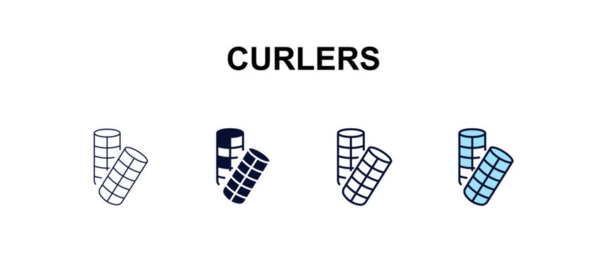 curlers multi-style outline icon set - beauty concept. Thin line, regular, filled, colored curlers icon