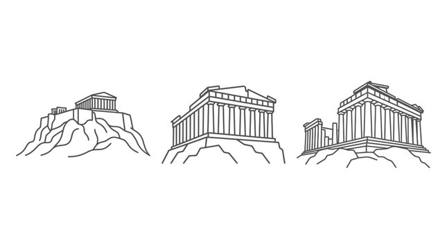 Line Art Perspective Views of The Parthenon