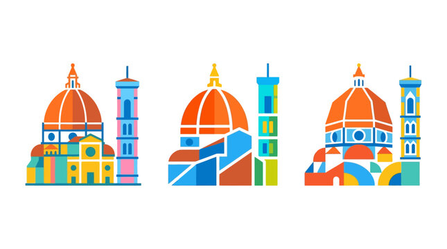 Florence Cathedral and Giotto's Campanile Vector Graphic Set