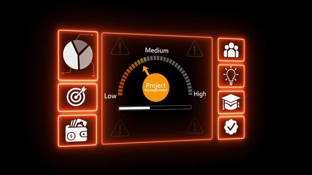 Project management is the process of identifying, assessing, and mitigating risks to minimize future occurrences, ensuring organizational readiness . on transparent background.