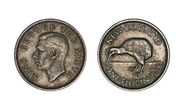 Coin 1 florin. 1948 year. New Zealand