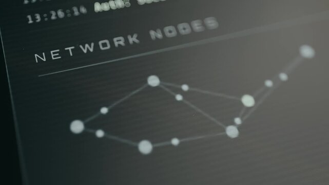 Graphic representing network nodes, connection points in a data transmission network
