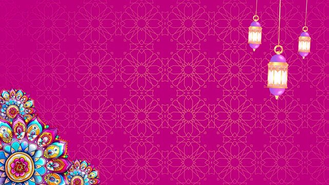 Pink themed Islamic background template. Repeating background with empty space.
