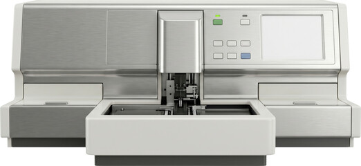 Fototapeta premium Modern automated laboratory analyzer isolated on transparent background