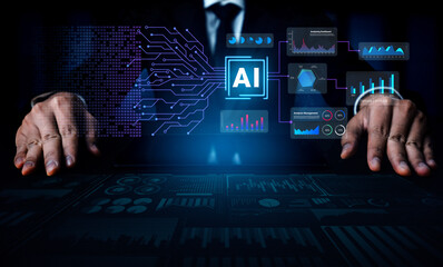 Fototapeta premium AI data analysis enhances business insights, drives performance, and strengthens strategy with advanced data visualization and predictive analysis Parse