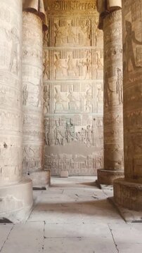 Beautiful vaults and bas-reliefs in the ancient temple complex of Dendera, Qena, Egypt
