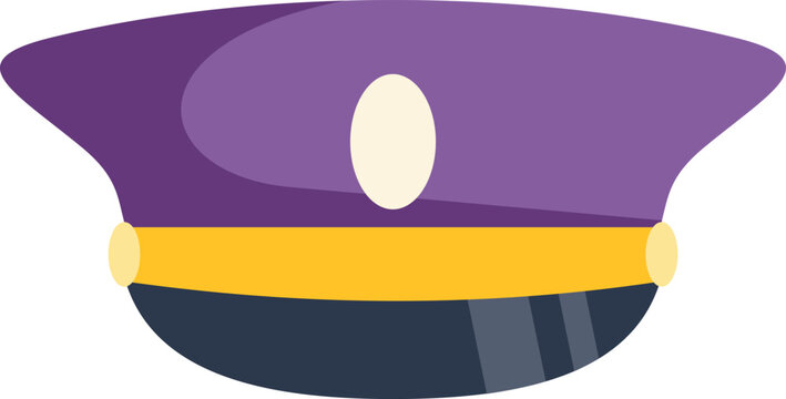 Purple police officer cap with yellow stripe symbolizing law enforcement authority