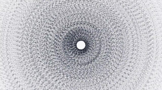 Micro-scale concentric silicon tracks mechanically align to sync logic pulses. Visualizes system optimization and processing flow. Ideal for semiconductor and electronics brand content.