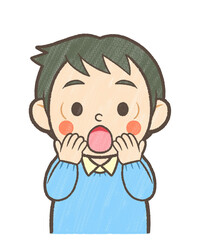 Obraz premium 驚く幼稚園児・保育園児の男の子のイラスト