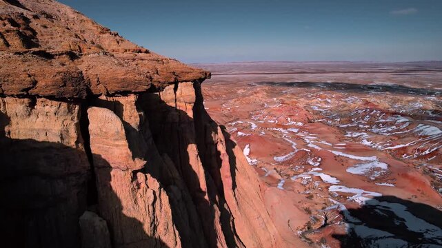 Drone Shot Of Tsagaan Suvarga Rock Formations In Mongolia