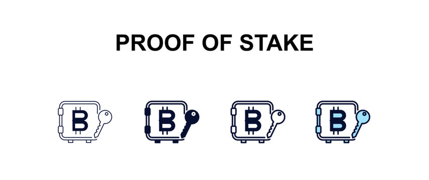 proof of stake  multi-style outline icon set - cryptocurrency concept. Thin line, regular, filled, colored proof of stake  icon