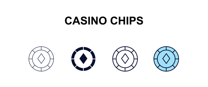 casino chips  multi-style outline icon set - cryptocurrency concept. Thin line, regular, filled, colored casino chips  icon