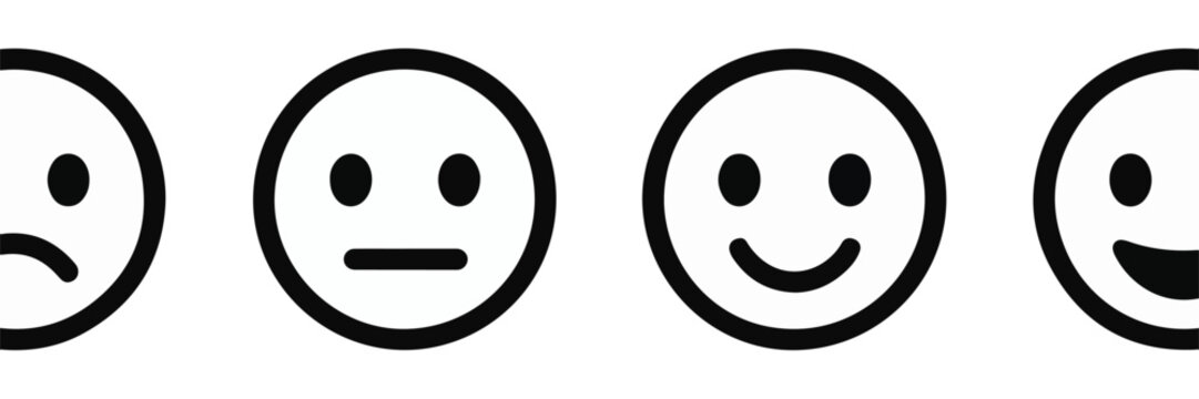 Four Emoticon Faces Showing Different Emotions white