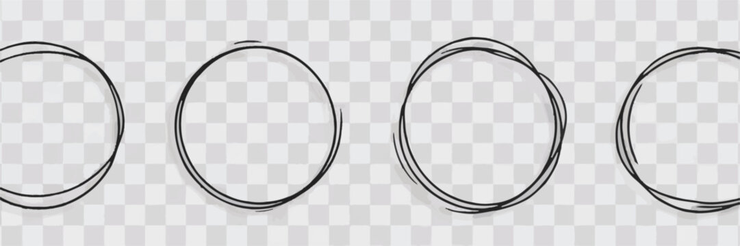 Hand Drawn Circles on Transparent Background sketch