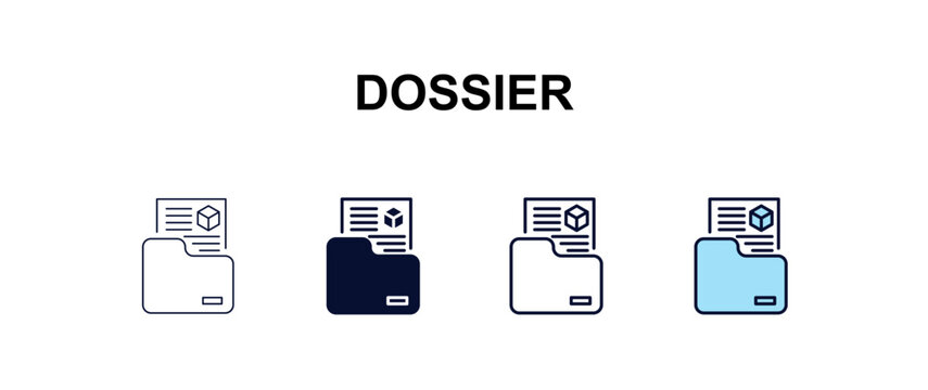 dossier multi-style outline icon set - delivery concept. Thin line, regular, filled, colored dossier icon