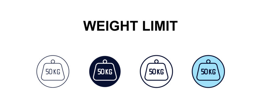 weight limit multi-style outline icon set - delivery concept. Thin line, regular, filled, colored weight limit icon