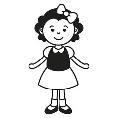 Fototapeta premium Curly Haired Child Cartoon Vector Illustration