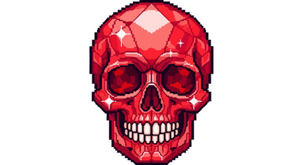 Fototapeta premium Pixelated Red Gemstone Skull Art.