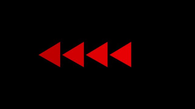Red Rewind Arrow Icons on Black Background, Simple Graphic, Video Editing