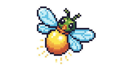 Fototapeta premium Pixel Art Firefly Illustration with Glowing Orb.
