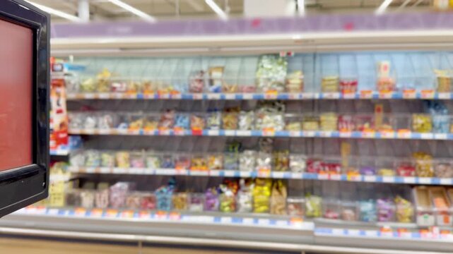 Choosing food from shelf at the supermarket,vegetables in the grocery section, Grocery stores 